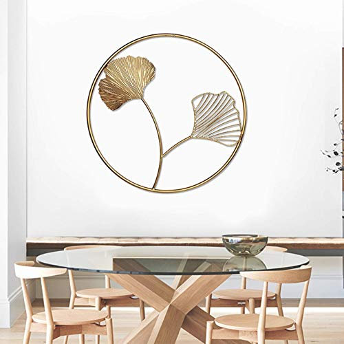 Wanddekoration aus Metall für Zuhause, Metall Ginkgo Blätter Wandkunst Dekoration, handgemachte Wand hängen Skulptur, Luxus Metallbild Wandrelief for Schlafzimmer Wohnzimmer Indoor Outdoor Decorations