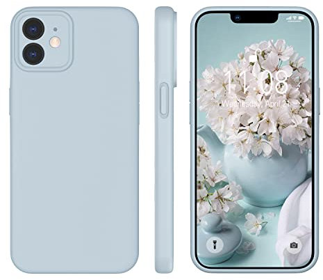 WXX für iPhone 12 Hülle Silikon Case, Handyhülle für iPhone 12 Ultra Dünn mit Microfiber, Flüssig Silikon Gel Gummi Kratzfeste Schutzhülle Matt Hülle für iPhone 12 6.1'' 2020 Baby Blau
