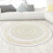 CARPETIA Teppich Wohnzimmer Schlafzimmer Kurzflor Kreisförmig edel Ornamente Glanzeffekt Mäander orientalisch bezaubernd Creme Gold 160 cm Rund