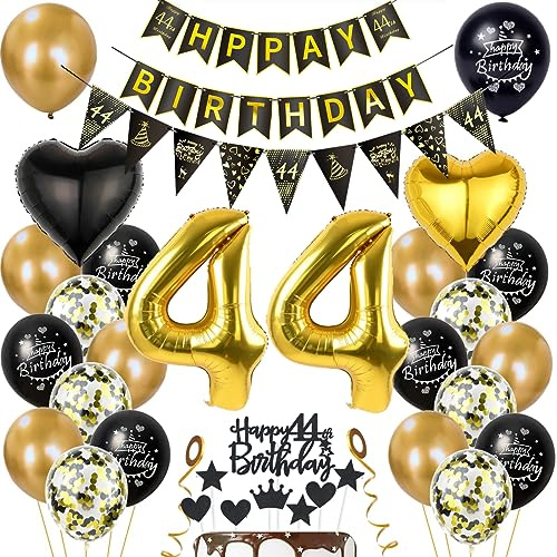 Gold 44. Geburtstag Dekoration Mann Frauen 44 Geburtstag Deko 44 Jahr Geburtstagdeko 44. Ballon Schwarz Gold Deko 44. Luftballons Schwarz Gold Frau 44. Party Deko