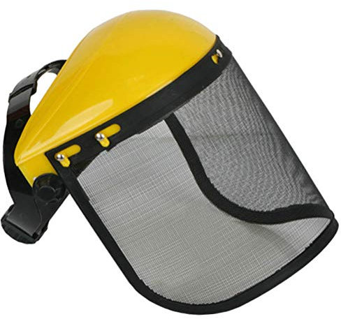 Casco di Sicurezza in Rete, Casco di Sicurezza Integrale Protezione Scudo Cappello con Visiera in Rete per Motosega Industriale Giardinaggio Registrazione Decespugliatore (Giallo)