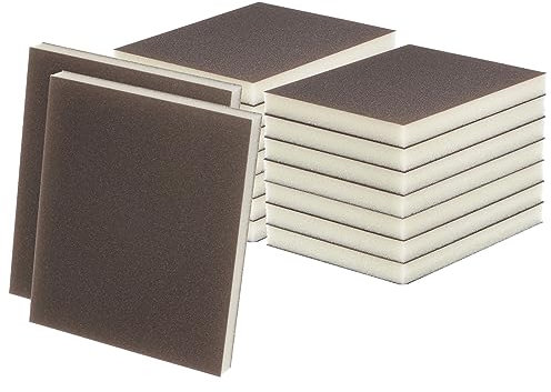 sourcing map 16 blocchi di spugna abrasiva superfine, grana 800-1000, per lucidare cucina, metallo, legno, cartongesso, 120 x 100 x 12 mm, marrone