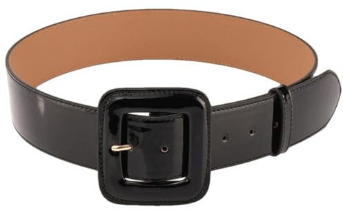 Disimlarl Cintura da donna in pelle verniciata retrò cinture in ecopelle con vestito, Nero , Etichettalia unica