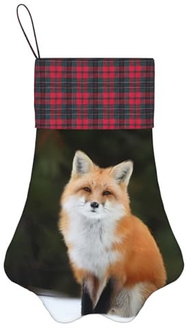 OPSREY Lustiger Fuchs bedruckte Hundepfote Weihnachtsstrumpf Personalisierte Weihnachtsstrumpf Weihnachtsdekoration