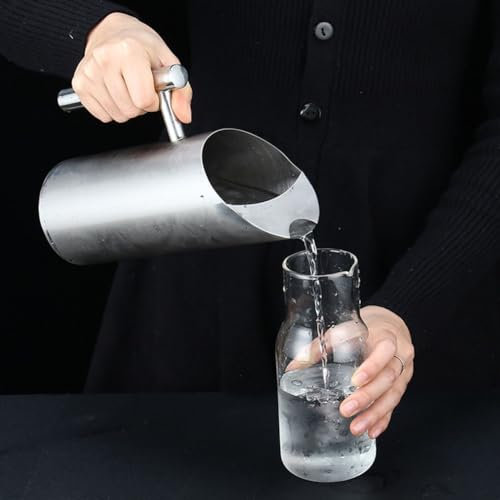 Pichet à eau en acier inoxydable, carafe à eau avec protection à glace, carafe à eau, pour restaurant, bar, café, boissons froides (1 l)
