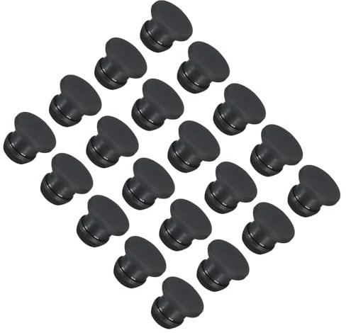 QUARKZMAN 20 Stück Gummistopfen 8mm Silikon-Lochstopfen Wasserdicht Verschlussstopfen Silikonstopfen Stopper Steckdichtstopfen Flach Abdeckkappen für Rohrleitungen Flaschen Labor, Schwarz