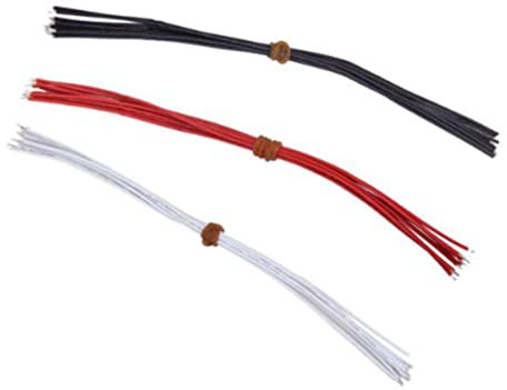 TOPPERFUN 30pcs 22awg Hookup Wire Set 10 Red, 10 Black, 10 White Pickup Wires for Guitar and Musical Instrument Electronics