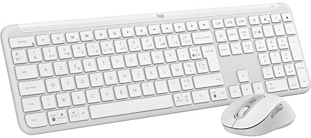Logitech Signature Slim K950, Clavier sans Fil, Design élégant, Saisie sur Plusieurs dispositifs, Windows, Mac, Chrome, FRA AZERTY et Signature M650 Souris sans Fil, PC/Multi-Device/Chromebook, Blanc
