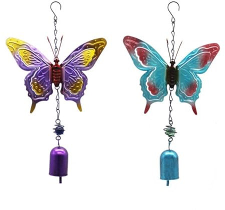 Carillon a vento con farfalla, campane a vento per interni ed esterni, decorazione da giardino, da appendere, per feste in giardino, patio, cortile, decorazione per la casa