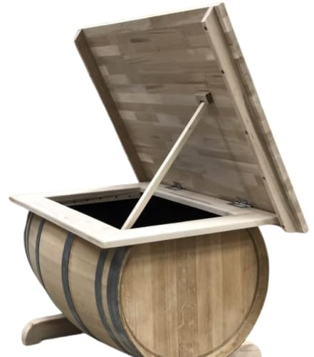 Fass-Schmiede Weinfass Weinfasstruhe Couchtisch aufklappbar Beistelltisch Sofatisch (Natur)