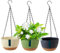 Plástico Colgante Colgando Canasta de Planta de Maceta de Flores de plástico Que cuelga con Bandeja extraíble para la decoración del hogar de balcón 3pcs, Plantillas Colgantes con cestas
