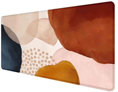 HUOCAIREN Großes Mauspad, Boho-Schreibtischunterlage, XXL, Computerschreibtisch matt für Desktop-Laptop, Damen, Computertastaturmatte für Büro-Desktop, Orange / Marineblau