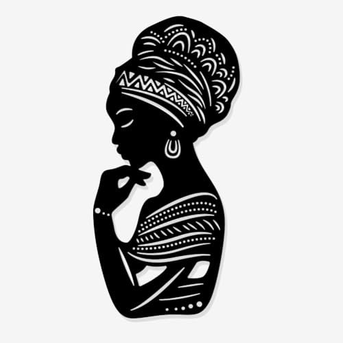 nbeads Afrika Frau Metall Wanddekor, 13x28cm Eisen Moderne Wanddekoration Weibliche Hängende Zeichnung Wandkunst Metall-Wand-Skulpturen für Schlafzimmer Wohnzimmer Dekoration