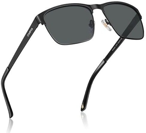 CARFIA Polarisierte Herren Sonnenbrille Metallrahmen UV 400 Fahrerbrille | Guter UV-Schutz, Sportbrille, Kategorie 3 Linse, Verstellbare Nasenpads, Nicht Drücken, Nickelfreie Metall, Stylisches Design