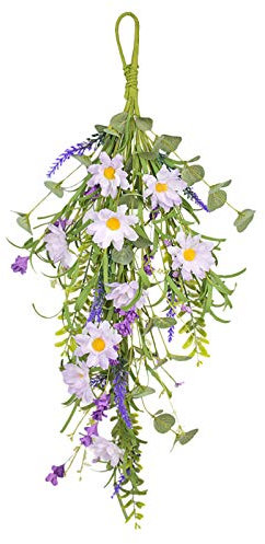 Künstlicher Gänseblümchen-Tropfen-Swag, Seidenblumen mit Blättern, Kranz für die Haustür, Sommer-Türkranz Als Dekoration, Tropfenförmiger Wandkranz Zum Aufhängen für Zuhause, Garten