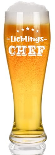 Joymaking Bierglas mit Gravur - Lieblingschef, Beste Chef Geschenk, Personalisierte Geschenke für Boss, Team Dankeschön Geschenke für Chef zum Weihnachten Geburtstag 700ml