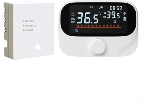 Zoegneer Smart WIFI Termostato de caldera montado en la pared RF inalámbrico uno a uno Termostato de caldera montado en la pared sin cableado para Tuya (Wi-Fi)