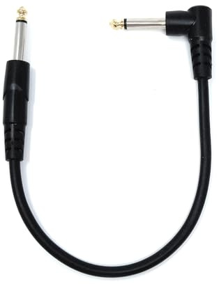 DRUT Audio Cable Lead, 30cm 6.35mm 1/4, 1ft | Mono Male to Right Angle Male Jack, for Guitar, AMP, Synths, Amplifier, Speaker, Electric Piano, Midi Keyboard, DJ