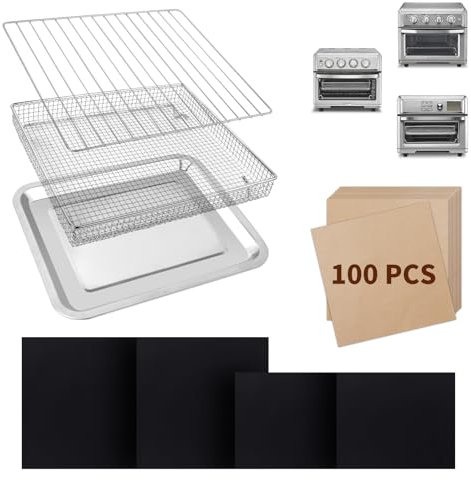 Air Fryer Basket for Oven Air Fryer Accessories for Cuisinart Air Fryer Toaster Oven, Baking Set with Air Fryer Basket Pan Parchment Paper Disposable Airfryer Liner for Cuisinart TOA-60/TOA-65/TOA-70