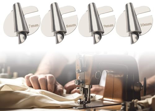 4PCS Sewing Machine Accessories Rolled Hem Presser Foot, 7-10mm Rolled Hem Sewing Machine Presser Foot Stainless Steel Hemming Pressure Feet Magnetic Seam Guide Sewing Clips for Quilting and Hemming