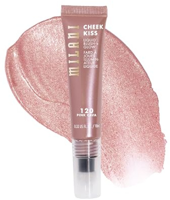 Milani Cheek Kiss Liquid Blush + Glow, Creamy 2-in-1 Blush for Cheeks and Highlighter Makeup for Dewy, Radiant Finish - 120 Pink Cava