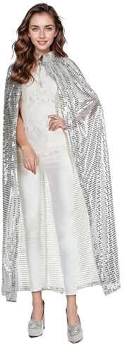 Damen Halloween Umhang, Glitzer Cosplay Kostüm Lange Pailleiten Bekleidung Karneval Fasching Kostüm Cosplay Party Kostüm Mantel für Herren und Damen