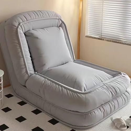Folding Sofa Bed, Recliner Chair with Back Support, Adjustable Human Dog Bed, for Living Room, Bedroom, Gaming, Reading, Grey, 120+60cm