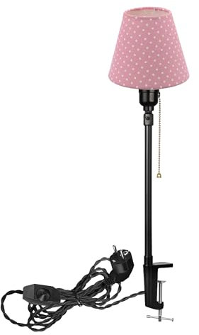 FSLiving Modern Klemmleuchte,1 Packung Leselampe mit 2,5 m Kabel, Dimmbar Rosa Nachttischlampe,Augenpflege Schreibtischlampe für Büro Heimgebrauch, E27 Lampenhalterung - DZ0031