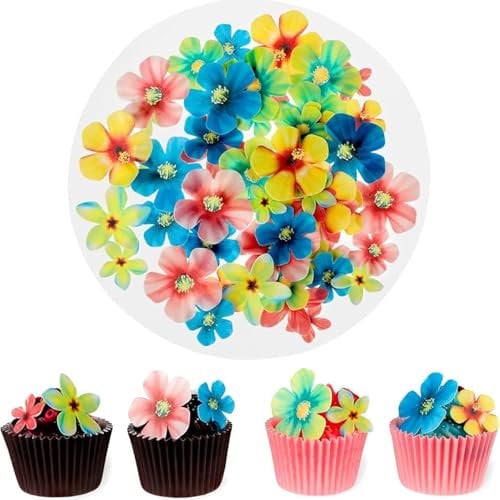70 Stück Essbare Blumen Tortenaufsätze,Essbare Blüten,Blüten Essbar,Esspapier Zuckerblumen,Esspapier Tortendeko,Cupcake Kuchendeko,Edible Flowers für Hochzeit,Geburtstag Party,Babyparty Dekorationen