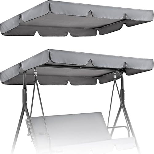 Replacement Swing Cover, 2 & 3 Seater Garden Swing Seat Canopy Cover, Waterproof Windproof Anti-UV Outdoor Swings Chair Canopy for Patio, Porch, and Garden,01,190 * 132 * 15cm