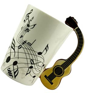 DONFAMDS Unique Ceramic Guitar Handle Mug Creative Drinking Cup for Coffee Tea Milk and Water for Home Office Cafe Restaurant Fun Beverage Holder