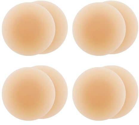 Skythrive Nipple Cover Femme Pas de colle Auto-adhésif en Silicone Réutilisable - Cache-tétons Invisible Rond 4 Pairs