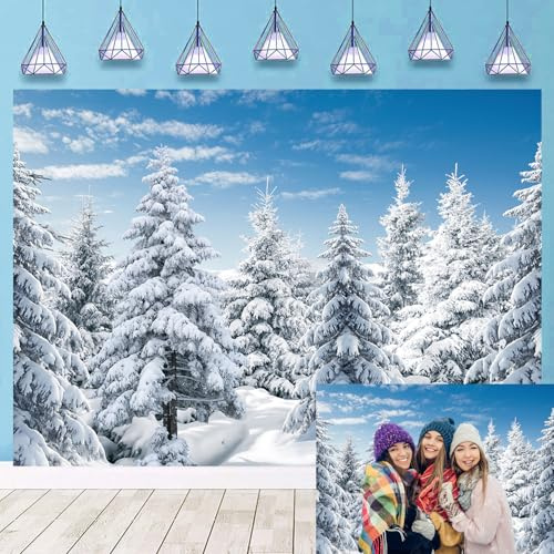 Winter-Schnee-Wald-Hintergrund, für den Außenbereich, weißer Schnee, Kiefernbaum, schneebedeckte Szene, Fotografie-Hintergrund für Winter, Weihnachten, Neujahr, Event, Party, Dekoration, Hintergrund