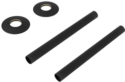 VANCOCO 2 Pack Matte Black 130mm×15mm Radiator Pipe Sleeves | Radiator pipe sleeves & collars set, 130mm x 15mm, decorative pipe covers for central heating radiator pipework.
