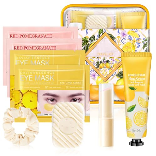 Coffret cadeau Skincare Kit pour filles et femmes, Toilette pour Creme Corps, Creme Main, Baume a Levre, Patch Yeux, Gel Douche, Savon, Parfum, Bandeau| Coffret Cadeau Femme Anniversaire