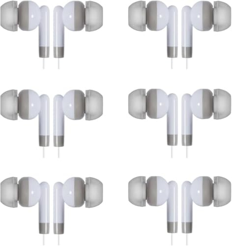 Bulk Earbuds Pack of 100, White In-Ear Wired Headphones, Disposable Earphones for Schools, Students, Classes, Classrooms, Kids