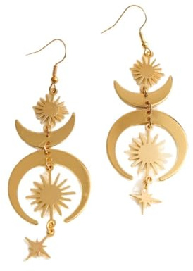 BSLVWG Boho Ohrringe für Damen Trendy Gold Sonne Mond Stern Ohrringe Vintage Bohemian Tassel Indian Country Schmuck Geschenke für Boho Kleid