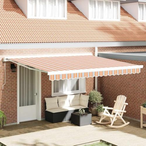 Manuelle Kassettenmarkise für Terrasse, Kassettenmarkise aus Aluminium und Polyester, Manuelle Kassetten-Markise zum Sonnenschutz, Einziehbare Markise mit Handkurbel für Terrasse