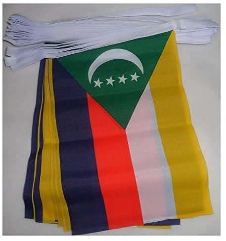 AZ FLAG - Guirlande Drapeau Comores - 6 Mètres Avec 20 Fanions Comorien De 21x14 cm - Petits Drapeaux 100% Polyester - 60g