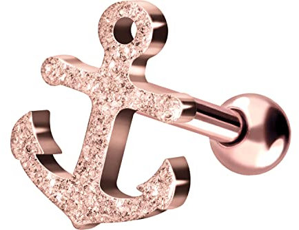 PIERCINGLINE Chirurgenstahl Ohrpiercing ANKER + DIAMANTOPTIK Piercing Schmuck Ohr Stecker Helix roségoldfarben