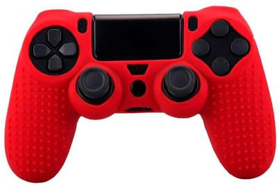 OcioDual Funda de Silicona Compatible con Mando PS4/Slim/PRO Rojo Carcasa Estuche Anti Caídas Golpes Goma Flexible Suave