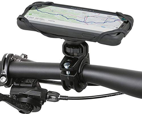 Wicked Chili QuickMOUNT Fahrrad Halterung kompatibel mit iPhone 11 (6,1 Zoll) - Fahrrad Motorrad Lenker Adapter + Outdoor Case + Sicherungsband (360° - für 22-32 mm Lenker) schwarz