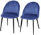 HOMCOM Set 2 Sedie Sala da Pranzo e Soggiorno Imbottite, Design Nordico ed Ergonomico in Metallo e Velluto Blu, 52x54x79 cm