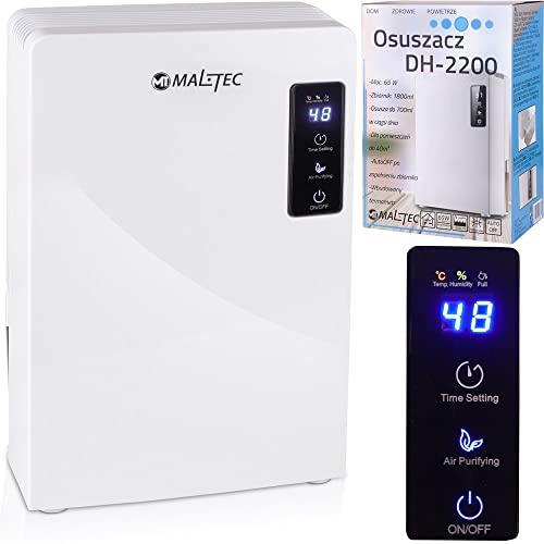 MALTEC 5901924217862 Entfeuchter DH-2200, Signalisierung des Entleerungsbedarfs, Leistungsstark, geräuscharm, automatisches Auftauen, Kompakt, Betrieb bei niedrigen Temperaturen