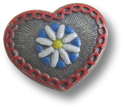 Knopfparadies - 4er Set süße, herzförmige Trachtenknöpfe aus Metall mit Blumenmotiv - günstigere B-Ware! Ø: ca. 17x21mm!