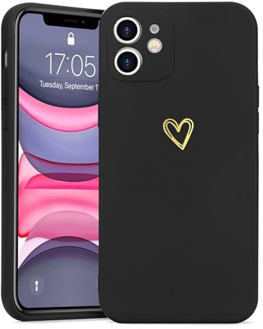 Lafunda Handyhülle Kompatibel mit iPhone 11 Mädchen hülle Ultra Dünn Silikonhülle süß Liebesherz Schutzhülle stoßfest Case Bumper Back Cover mit Fallschutz für iPhone 11 Schwarz