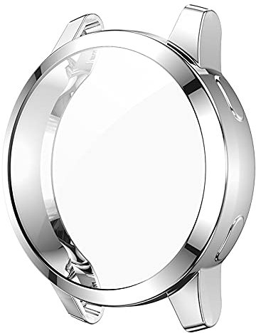Tiggo Screen Protector Case for Garmin Venu 2 S/vivoactive 4 S,Protective Cover Silicone,Ultrathin Scratch Resistant Case Smartwatch Accessories (silver, Venu 2S，vivoactive 4S)