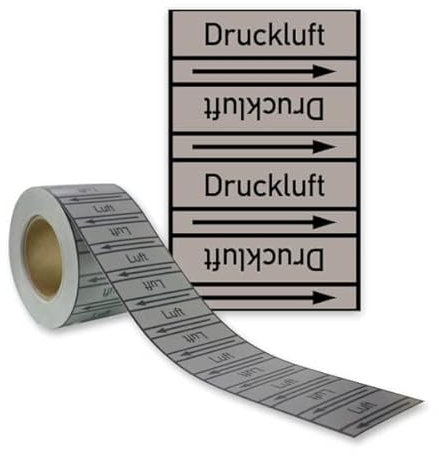 Betriebsausstattung24® Rohrleitungsband „Druckluft“ | PET-Folie mit Schutzlaminat starkhaftend & selbstklebend | Rolle BxL: 8,0 cm x 33,0 m | Rohrkennzeichnung nach DIN 2403