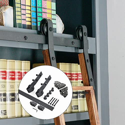 XFSHKJS Libreria Scorrevole Hardware Binario di rotolamento (Senza Scala) Scala Scorrevole Libreria Hardware Kit di ferramenta per Porta del fienile Scorrevole, con Ruote a rulli sul Pavimento