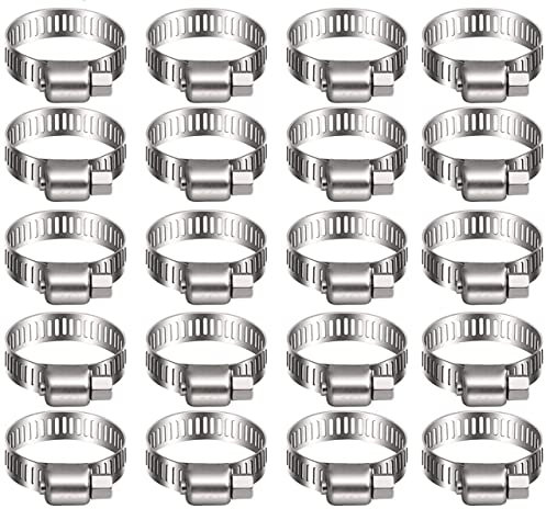 Litensh 20 Stück 304 Edelstahl Schlauchschellen Set, 10-16mm Verstellbare Rohrschellen, Kanalschelle Kraftstoffleitungsschelle schlauchbinder für Sanitär Automobil Pool Auto Teich Garten